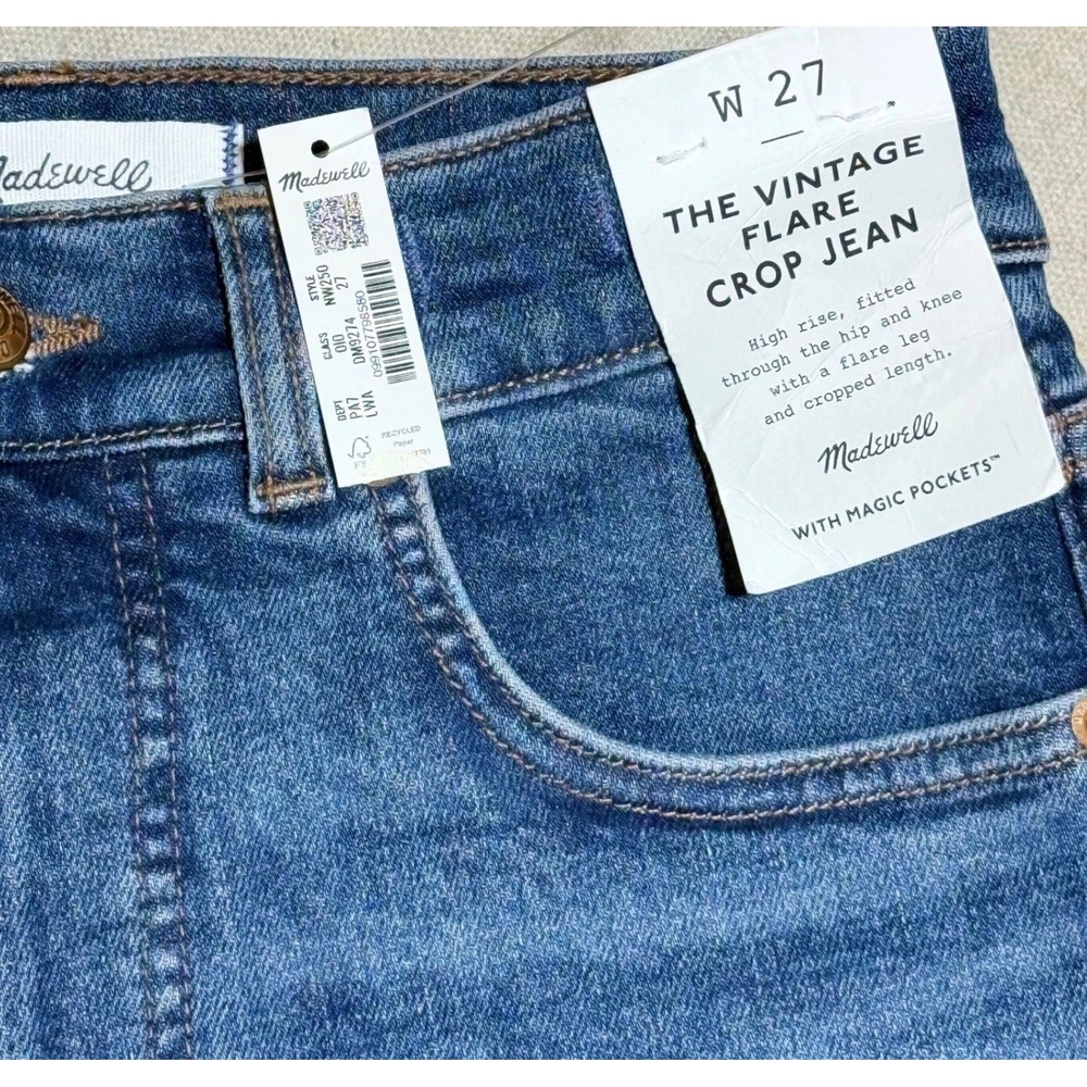 Madewell Vintage Flare Crop Jean Size 25 (26x27) High Rise Blue Denim NW250 - Picture 3 of 10